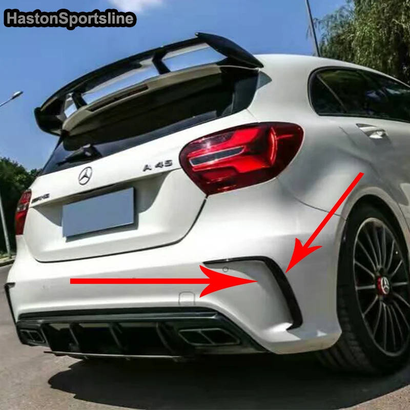 Mercedes A класса W176 A45 AMG углеродного волокна задний бампер, устанавливаемое на вентиляционное отверстие в салоне автомобиля литья отделка протектор бампера для Benz W176 AMG только