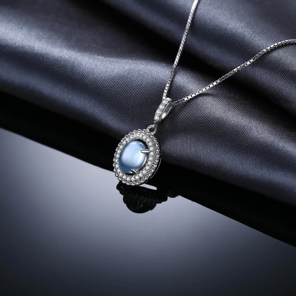 JewelryPalace 1.7ct Подлинная кабошон голубой топаз Halo кулон 925 пробы серебро не включает