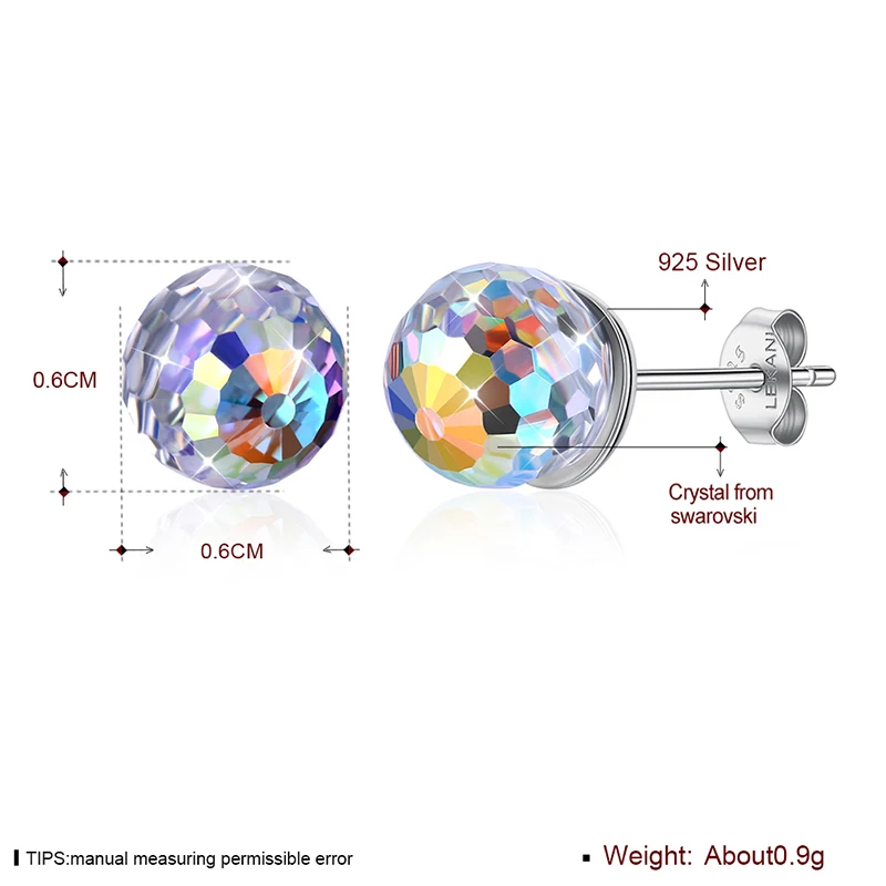 BAFFIN Classic Round Stud Earrings Ball Crystals From Swarovski S925 Silver Piercing For Women Wedding Party Daily Jewelry 2019 | Украшения