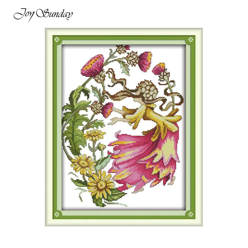 Joy Sunday Cross stitch Cartoon Cotton drawing Flower Faerie Cross stitch patterns DIY DMC Cross stitch Sets For Embroidery kits - Цвет: Cross Stitch-C530