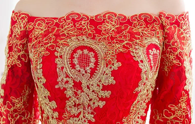 

abiye Robe De Soiree Arabian Lace Formal Gowns Red Off the Shoulder Maxi Dress Sexy Appliques Prom Party Dresses vestido longo