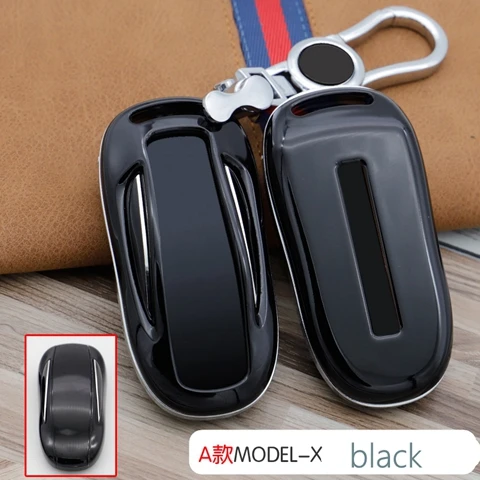 with keychain black Автомобильный чехол для ключей из АБС-пластика для Tesla модель X чехол для ключей аксессуары для ключей - Название цвета: with keychain black