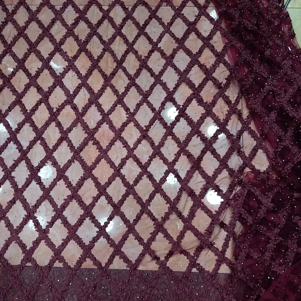 Красное вино свадебное платье ткань Франция Нигерия вышивальная нитка с класса