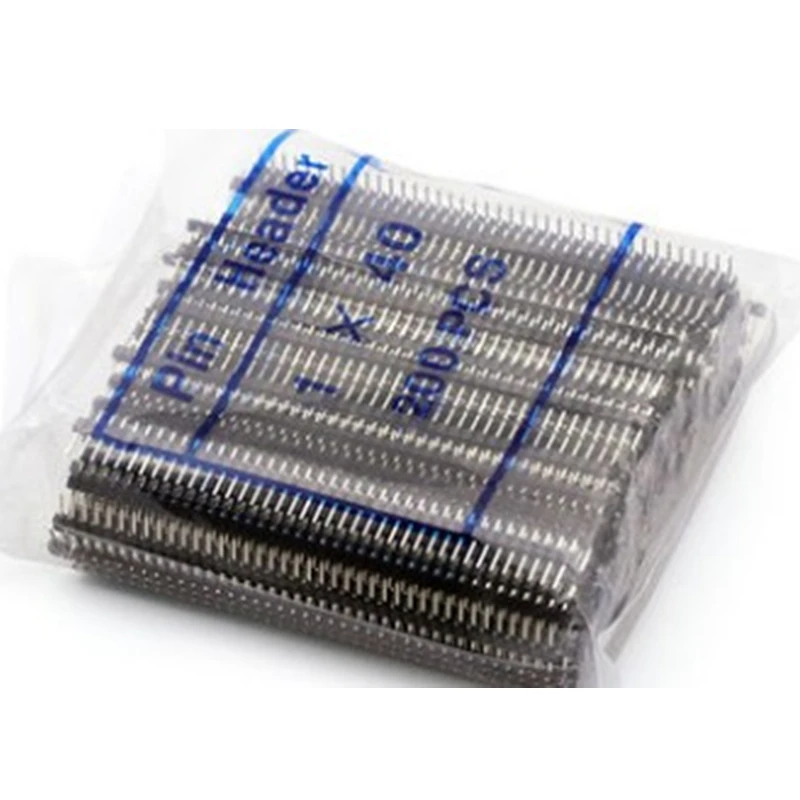 200 шт./лот 40P мужской одиночный ряд контактов заголовок Светодиодная доска PCB мужские IC соединительные штыревые разъемы 1*40P 2,54 мм 1X40 P/1*40 штырьковый штыревой разъем