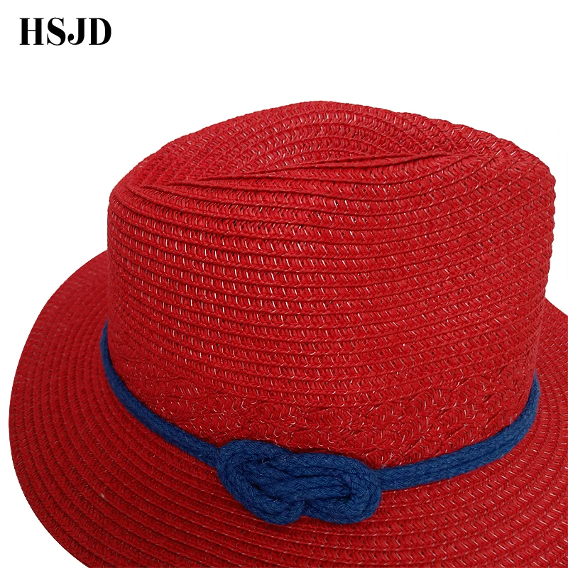 Женская летняя соломенная шляпа Sombreros классическая красная соломенный джазовая