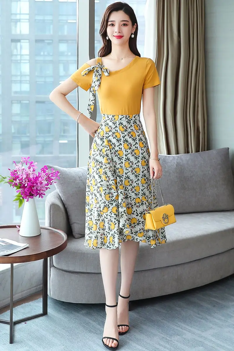 New Summer Women Long dress Popular Web Celebrity Outfit Dresses Yellow 8805 | Женская одежда