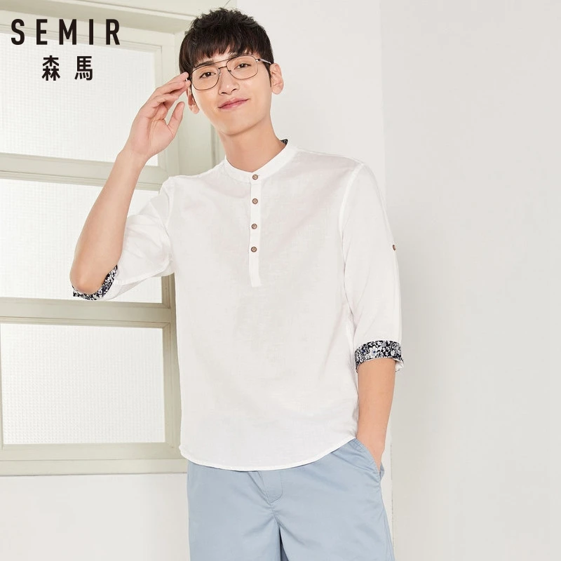 SEMIR Мужская рубашка 2019 брендовая модная повседневная тонкая с коротким рукавом
