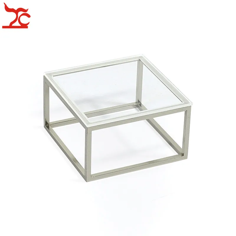 9x9x5cm Silver High End Нержавеющая сталь прилавок для демонстрации ювелирных изделий витрина акриловая основание алмаза часы Цепочки и ожерелья косметический Дисплей держатель для полотенец - Цвет: 9x9x5cm Silver