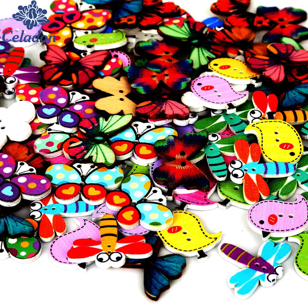 Лидер продаж розничная продажа 50 шт./лот Разноцветные деревянные пуговицы с