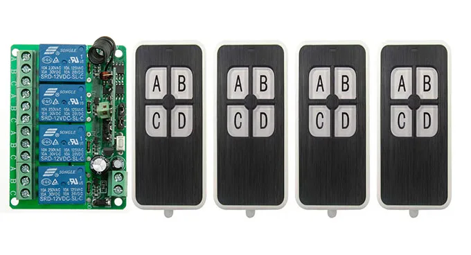 DC12V 4CH 10A дистанционного Управление выключатель света реле Выход радио модуль
