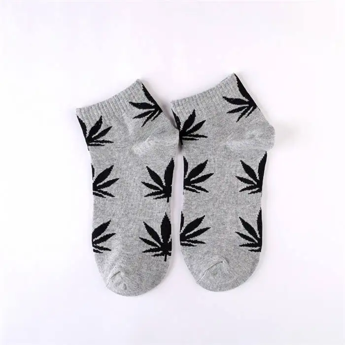 Dark grey Женские носки, хлопок, Харадзюку, скейтборд, хип-хоп, кленовый лист, носки, женские уличные носки-башмачки - Color: Dark grey