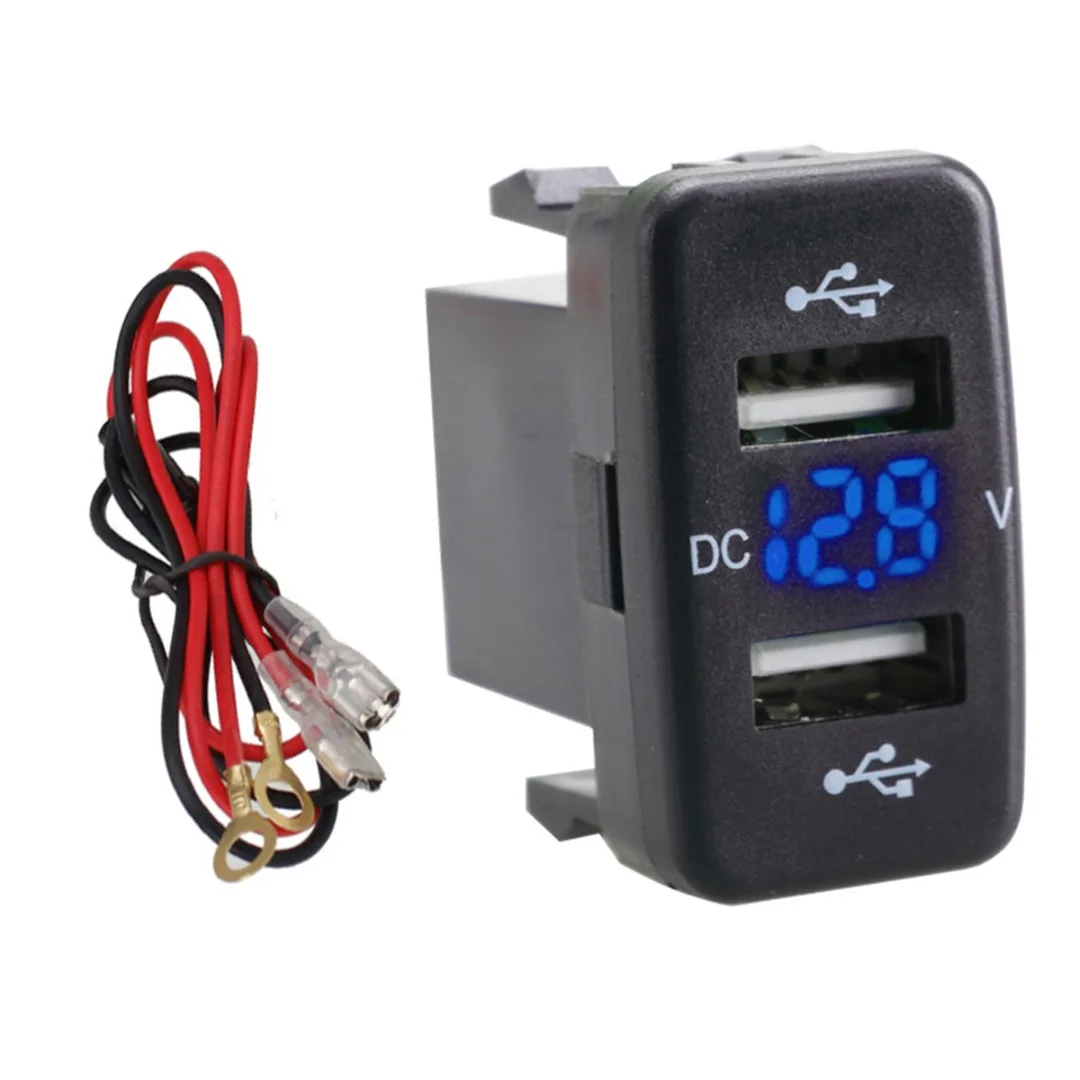 Универсальный 4.2A автомобильное зарядное устройство розетка двойной USB порт зарядка вольт дисплей адаптер для Toyota для huawei MAte 20 10 pro P30 P20 lite