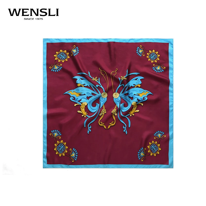 WENSLI Роскошные 100% Twill Шелковый шарф бандана Для женщин Дамы Голову шеи Средний