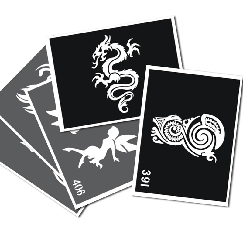 Трафареты с блестками для татуировок 100 шт./лот трафареты временные хной наклейки