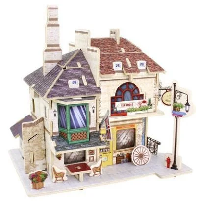 Новое поступление 3D Пазлы деревянный дом английский Свадебный чай Строительство