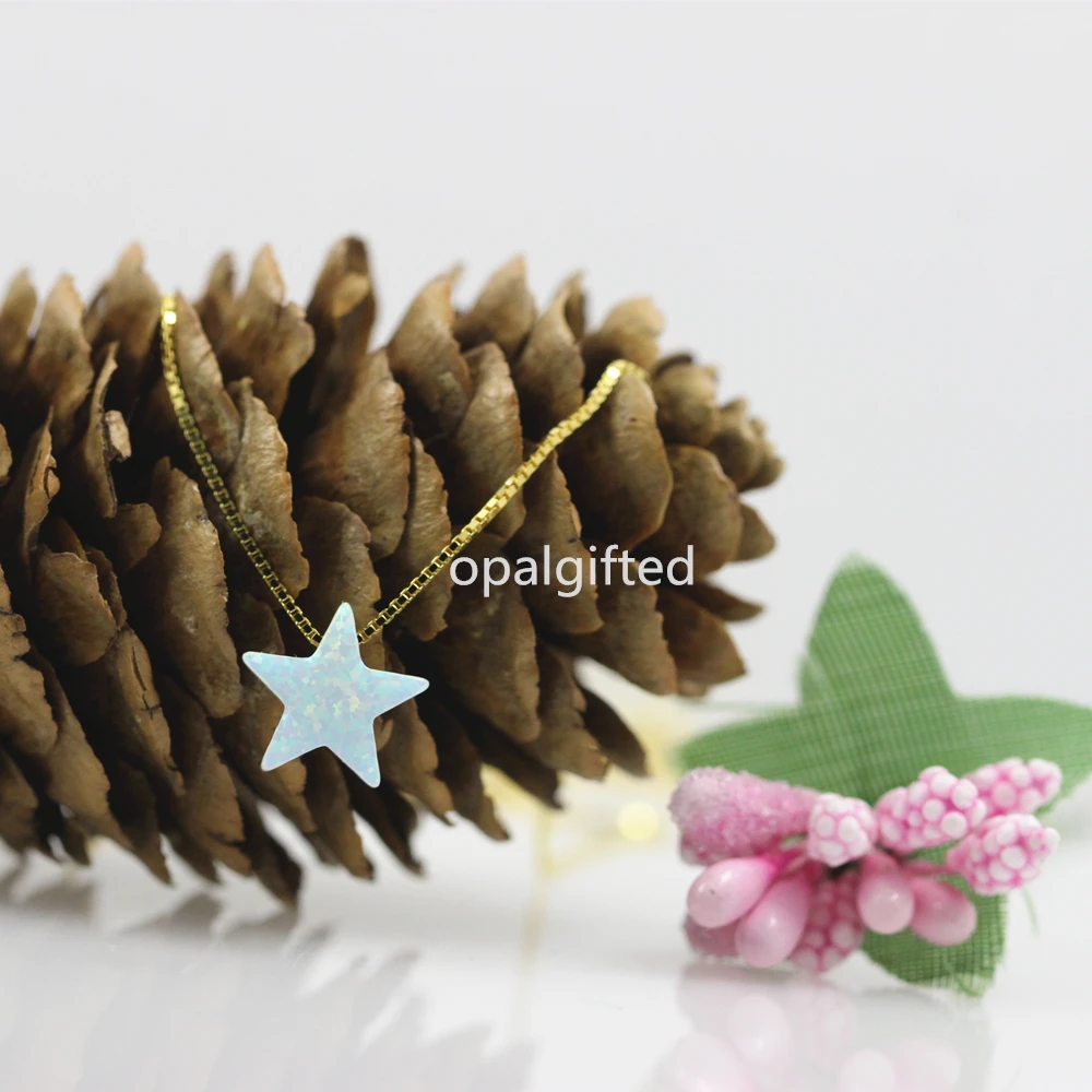 1 шт. 2021 Оптовая цена Бесплатная доставка 10 мм синтетическая звезда опал ожерелье