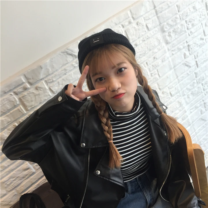 

Fdfklak chaqueta mujer new leather jacket women loose lady student's leather coat female outerwear jackets jaqueta feminina