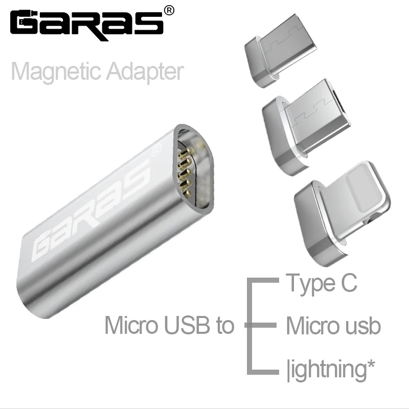 

GARAS Micro USB To Type C Magnetic Adapter 3in1 Data Cable Converter Adapter Micro USB To Type C