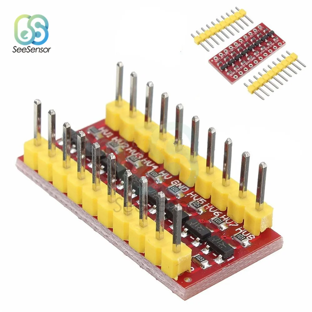 

8-канальный модуль преобразователя логического уровня I2C IIC, двунаправленная плата модуля для Arduino, с повышением 3,3 В до 5 В, 8-полосная электро...