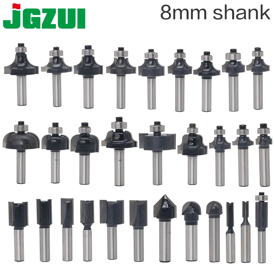 

1pcs 8mm Shank wood router bit Straight end mill trimmer cleaning flush trim corner round cove box bits tools Milling Cutter RCT