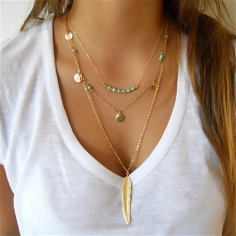 Ожерелье из бисера чокер монета перо ожерелье Женские аксессуары ювелирные