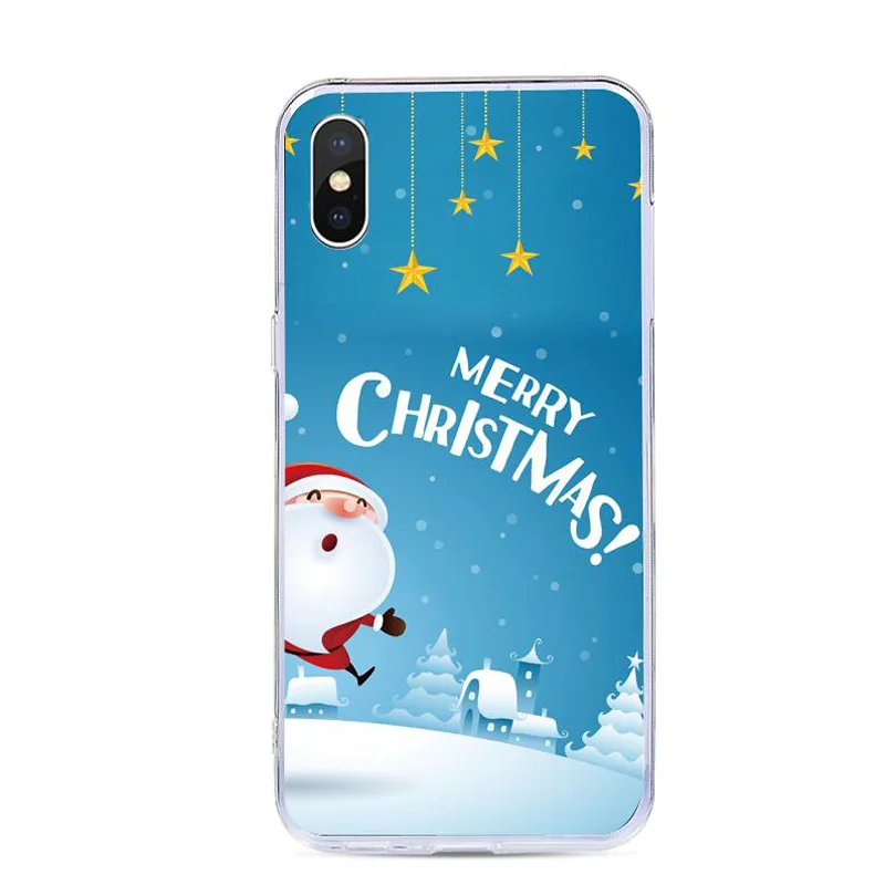 Чехол для iPhone X XR XS Max милые рождественские чехлы с рисунком 4 4S 5 5S SE 6 6s 7 8 Plus мягкий