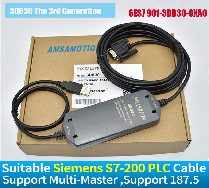 3DB30 Support 187.5 Акция! USB-PPI подходящий Siemens S7-200 ПЛК кабель для программирования USB PPI кабель связи 6ES7 901-3DB30-0XA0 линия загрузки - Цвет: 3DB30 Support 187.5
