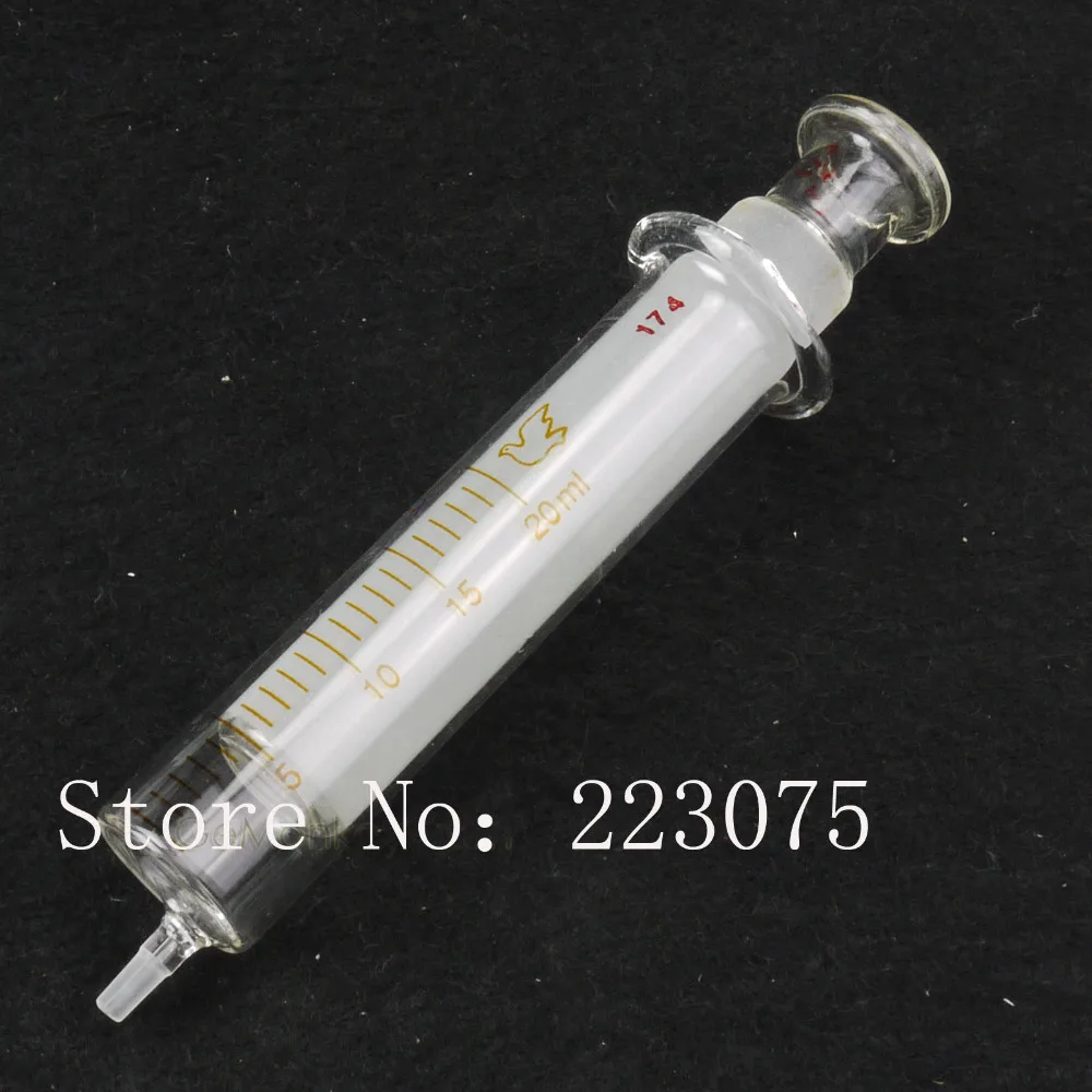 

20ml Glass Syringe Injector Glass Sampler Lab Glassware 2pcs/lot