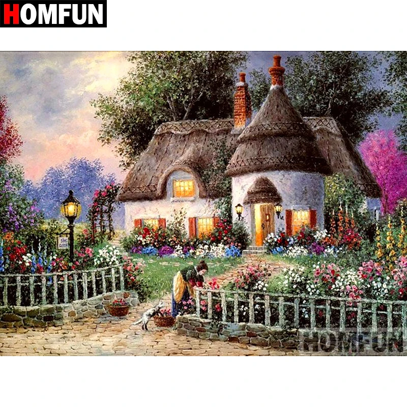 

Алмазная живопись HOMFUN 5D DIY, полная квадратная/круглая дрель "Домашний пейзаж", 3D вышивка крестиком, подарок, домашний декор A01765