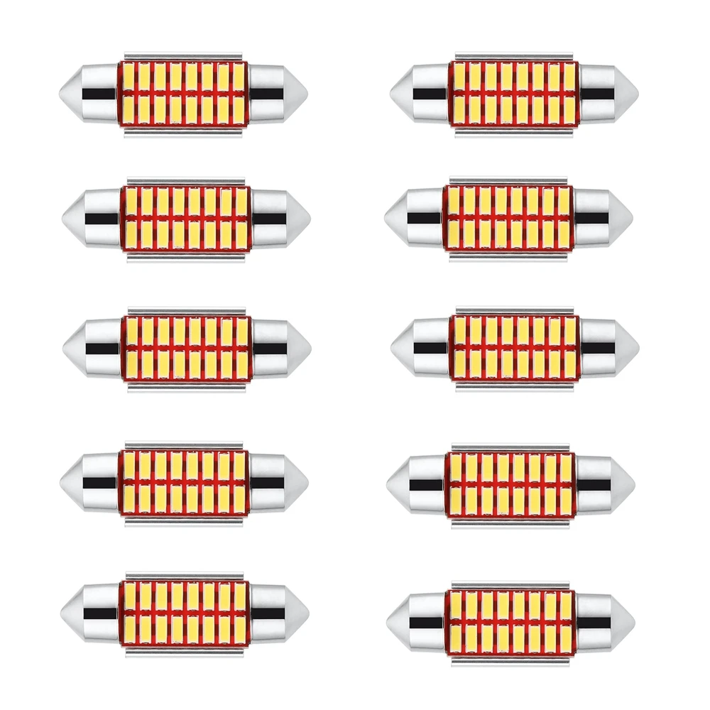 10 шт. гирлянда 31 мм 36 39 41 Светодиодная лампа C5W C10W сверхъяркая 4014 SMD Canbus без ошибок