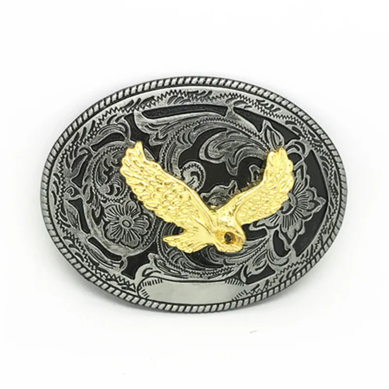 Cowboy golden eagle pattern wear-resisting zinc alloy belt buckle restoring ancient ways is suitable for the 4.0 belt