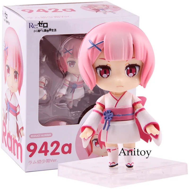 Re Zero Kara Hajimeru Isekai Seikatsu Rem Ram детство Ver. Nendoroid 942 ПВХ фигурка аниме Коллекционная модель игрушки - Цвет: Ram with box