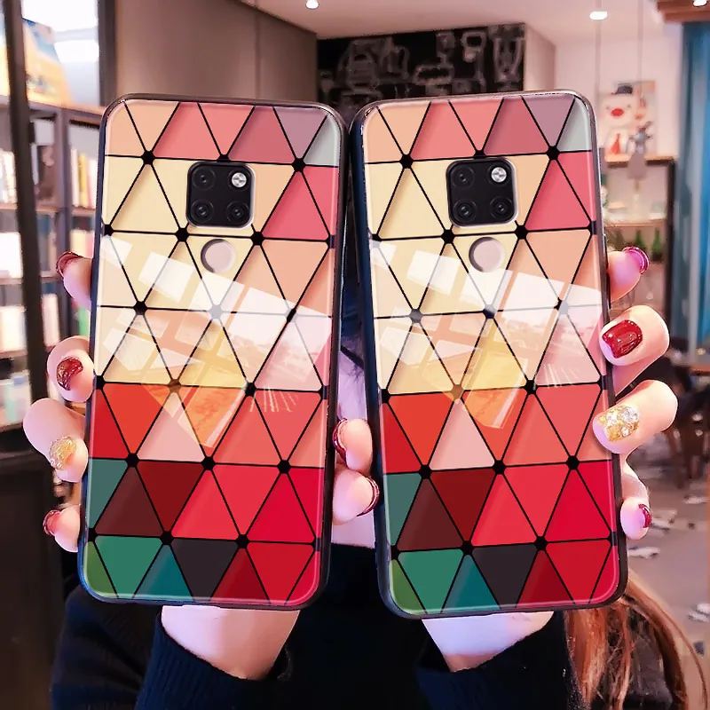 Manderm разноцветный Модный чехол для телефона из закаленного стекла на huawei P30 P20 Pro