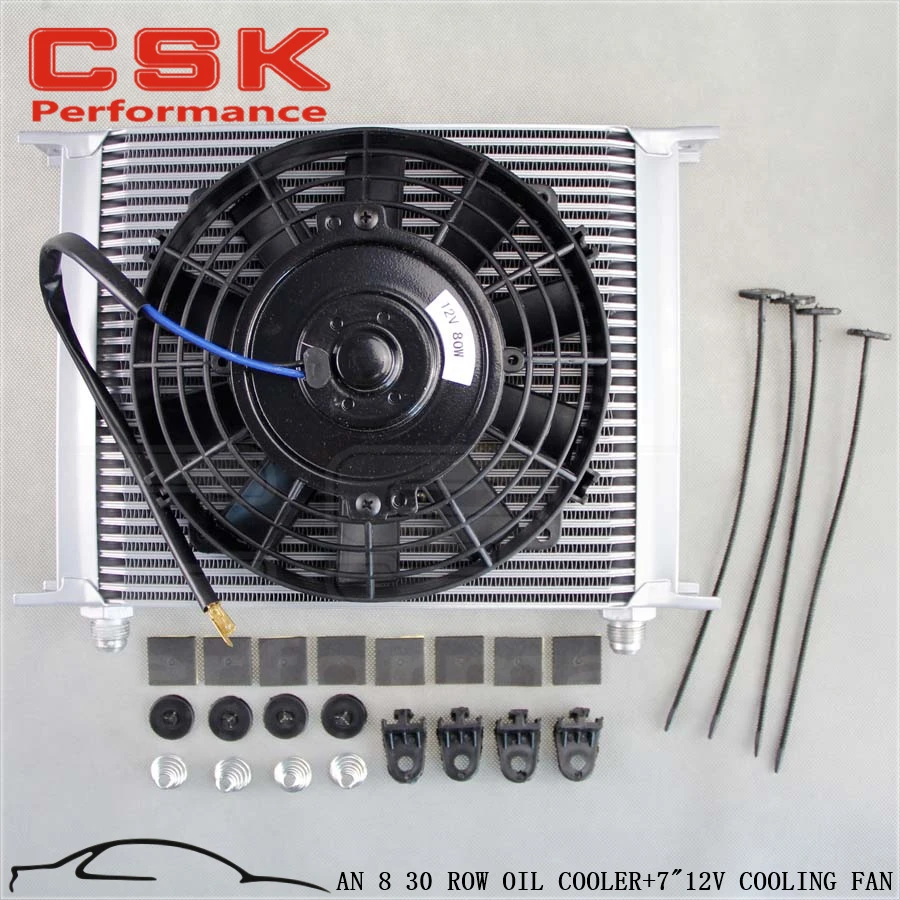 

Universal 30 ROW ENGINE/TRANSMISSION OIL COOLER + 7" ELECTRIC FAN