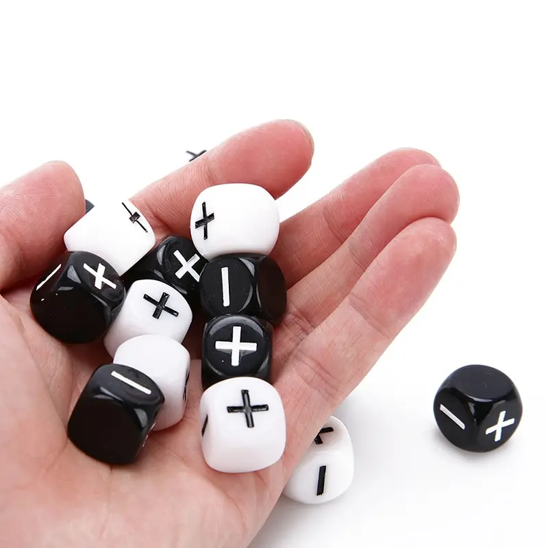 Пластиковые 6 сторонние игральные кости минус плюс D6 для настольных игр D & MTG RPG