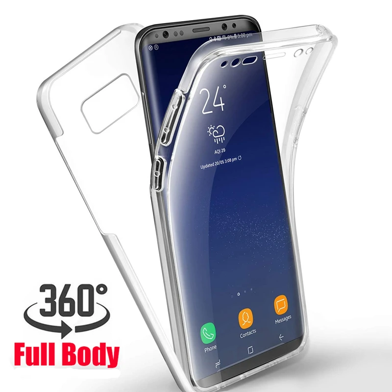 Мягкий прозрачный чехол с полным покрытием на 360 градусов для Samsung Galaxy S7 Edge S8 S9 S10