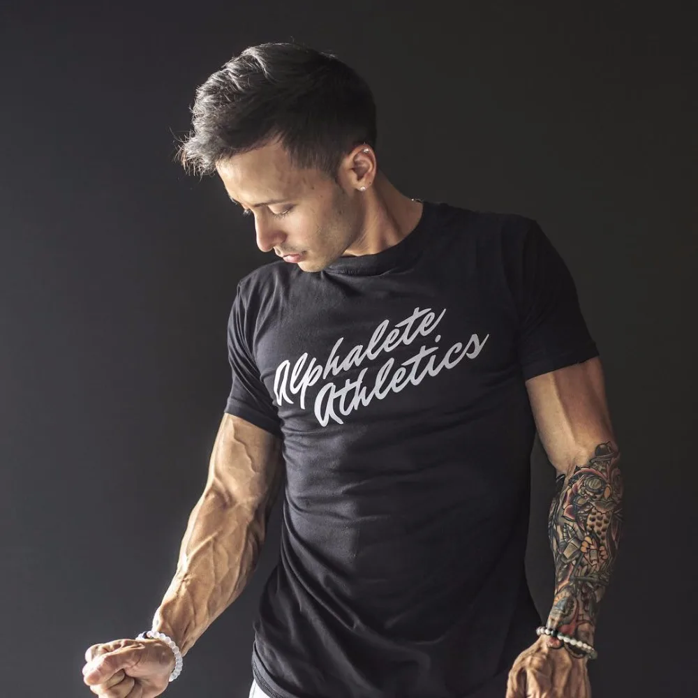 Новые футболки Alphalete мужские спортивные для фитнеса и бодибилдинга хлопковые с