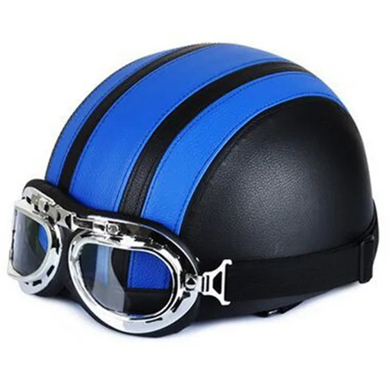 black blue WEST BIKING велосипедный шлем с открытым полулицом с очками из искусственной кожи 56-60 см дорожный велосипедный шлем с козырьком Casco Ciclismo велосипедный шлем - Цвет: black blue
