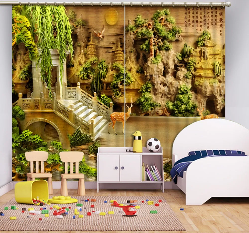 

Luxury Blackout 3D Window Curtains For Living Room Bedroom Customized size relief curtain