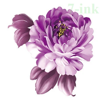 Маленькие тату наклейки CC 21 6 х6 см с цветами и фиолетовыми пионами временные