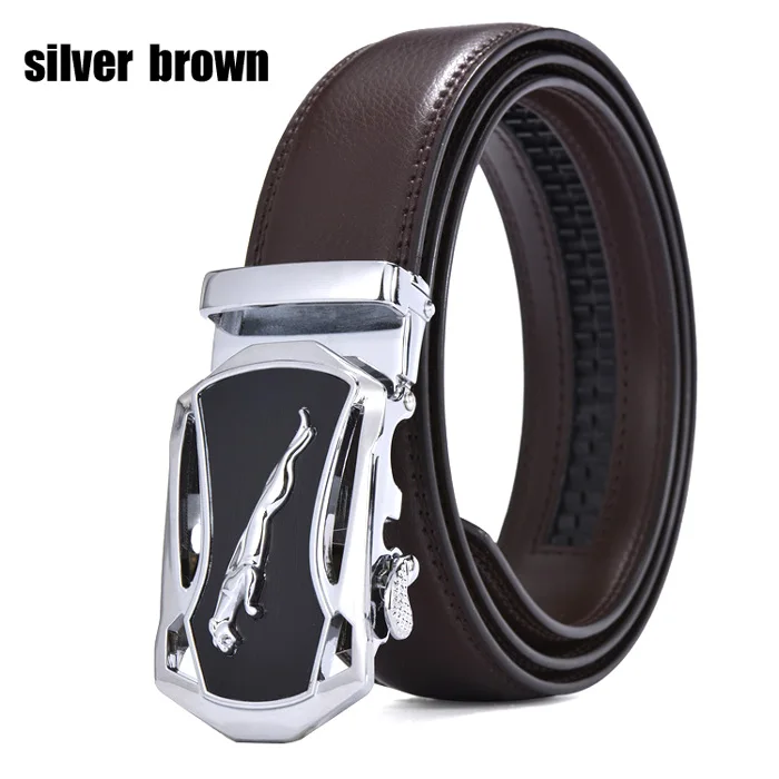silver brown Мужские роскошные ремни от известного бренда, дизайнерские мужские ремни, высокое качество, мужской ремень из натуральной кожи, свадебные джинсы золотого и серебряного цвета - Цвет: silver brown
