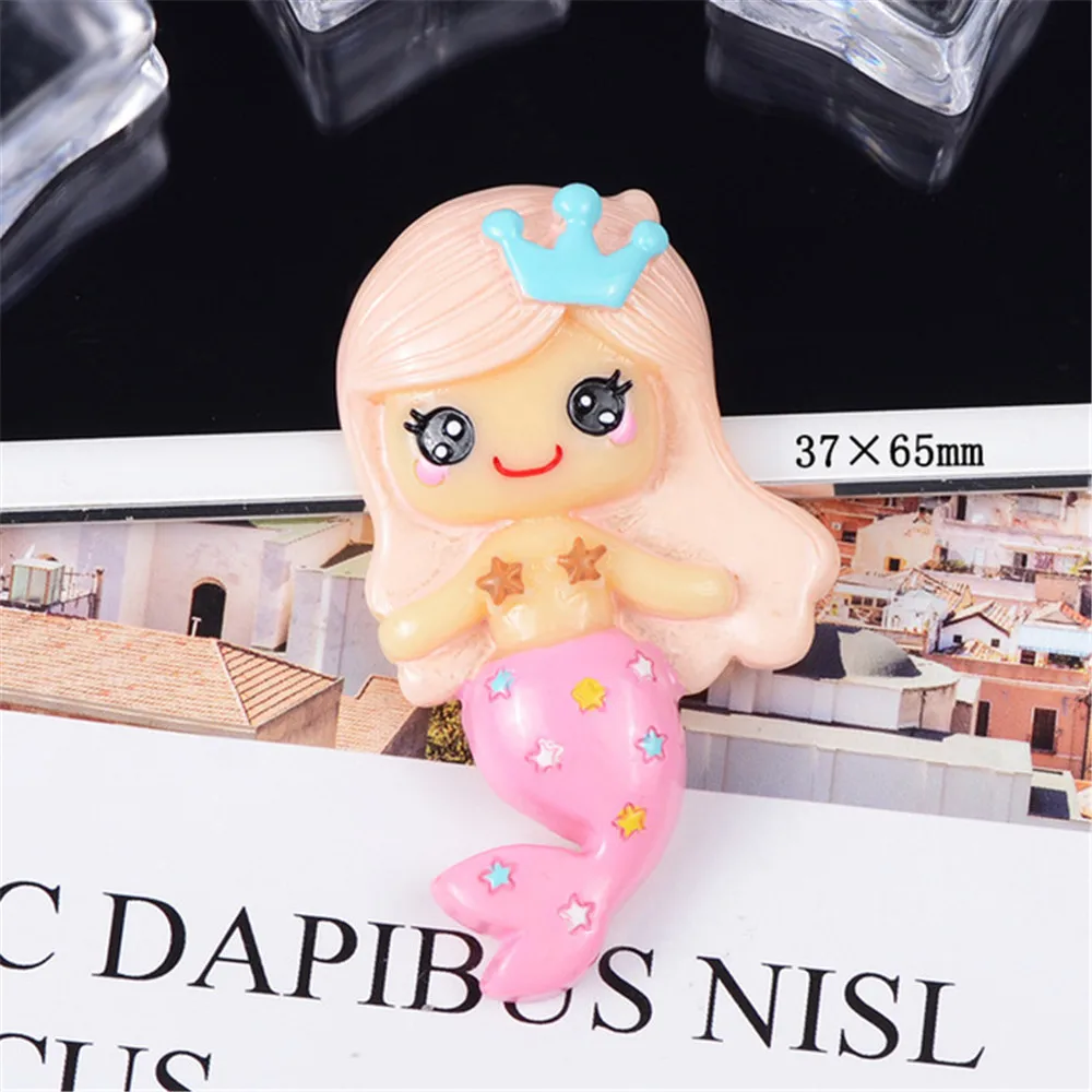 Kawaii Мультфильм большая Русалка из смолы плоская спина Кабошон DIY украшения для