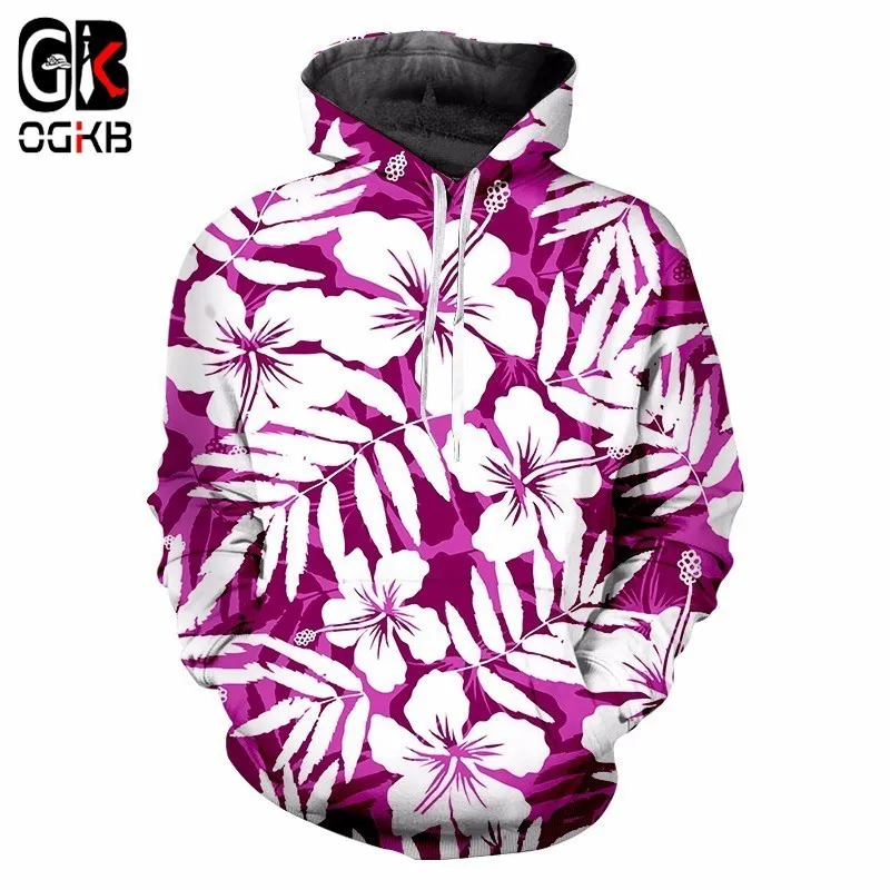 Спортивный костюм OGKB для мужчин и женщин фиолетовый свитшот с цветочным принтом