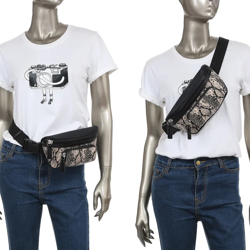 Женская поясная сумка со змеиным принтом из ПУ кожи | Багаж и сумки
