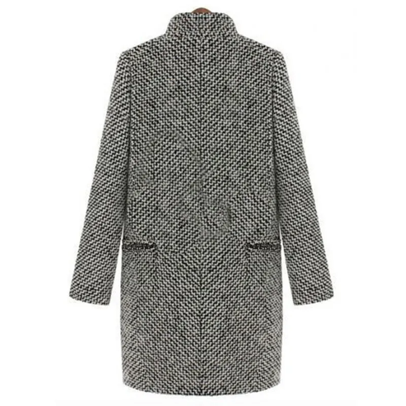 Зимние Для женщин Шерстяное пальто Обувь для девочек Тонкий костюм воротник