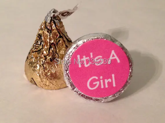 Шоколадная наклейка милая девочка Hershey KISSES розовый узор в горошек