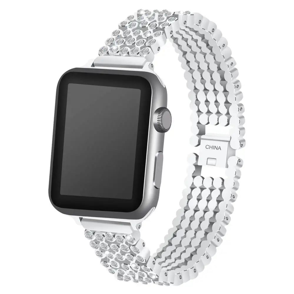 Браслет с кристаллами для Apple Watch band 38 42 мм 40 44 сменный из нержавеющей стали iWatch series