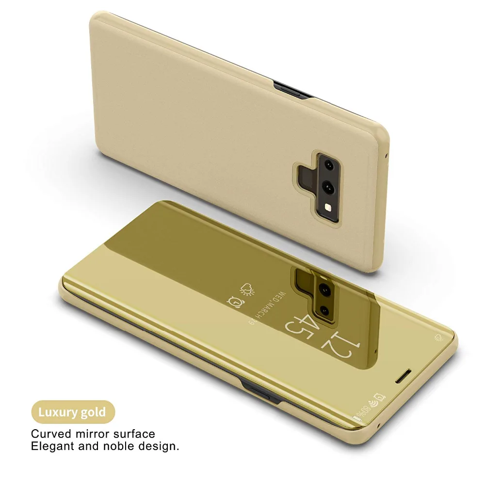 Clear View зеркало Смарт Флип кожаный чехол для samsung Galaxy A8 A6 плюс S9 S8 S7 края Примечание 8