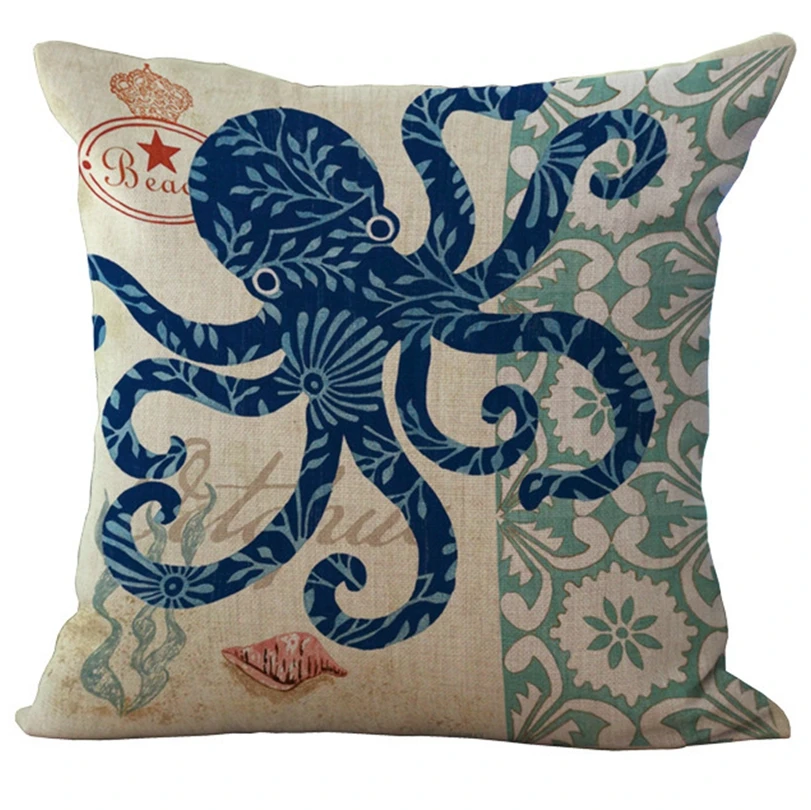 1 шт глубоководных жизни Осьминог гиппокамп шаблон места hug наволочка