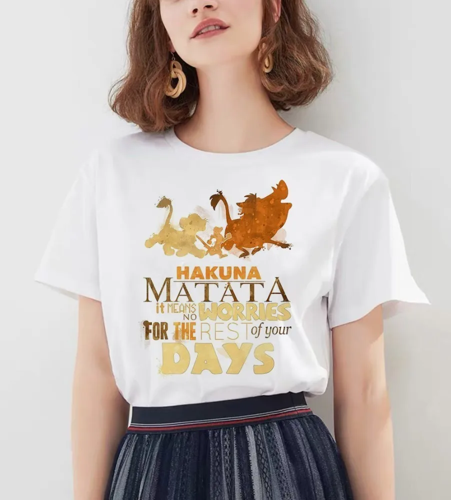 Hakuna Matata рубашка Женская Harajuku Ullzang винтажная кавайная футболка Femme Homme летняя футболка Модный Топ Футболка женская футболка